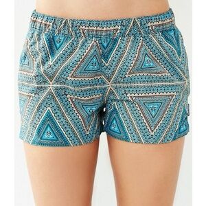 Patagonia Blue Aztec Print Barely Baggie Shorts Womens Size L